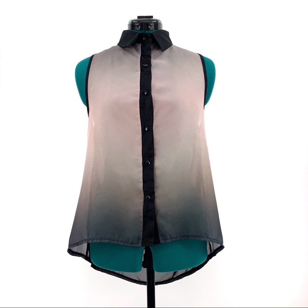 Windsor Sheer High-Low Sleeveless Open Back Top, Medium